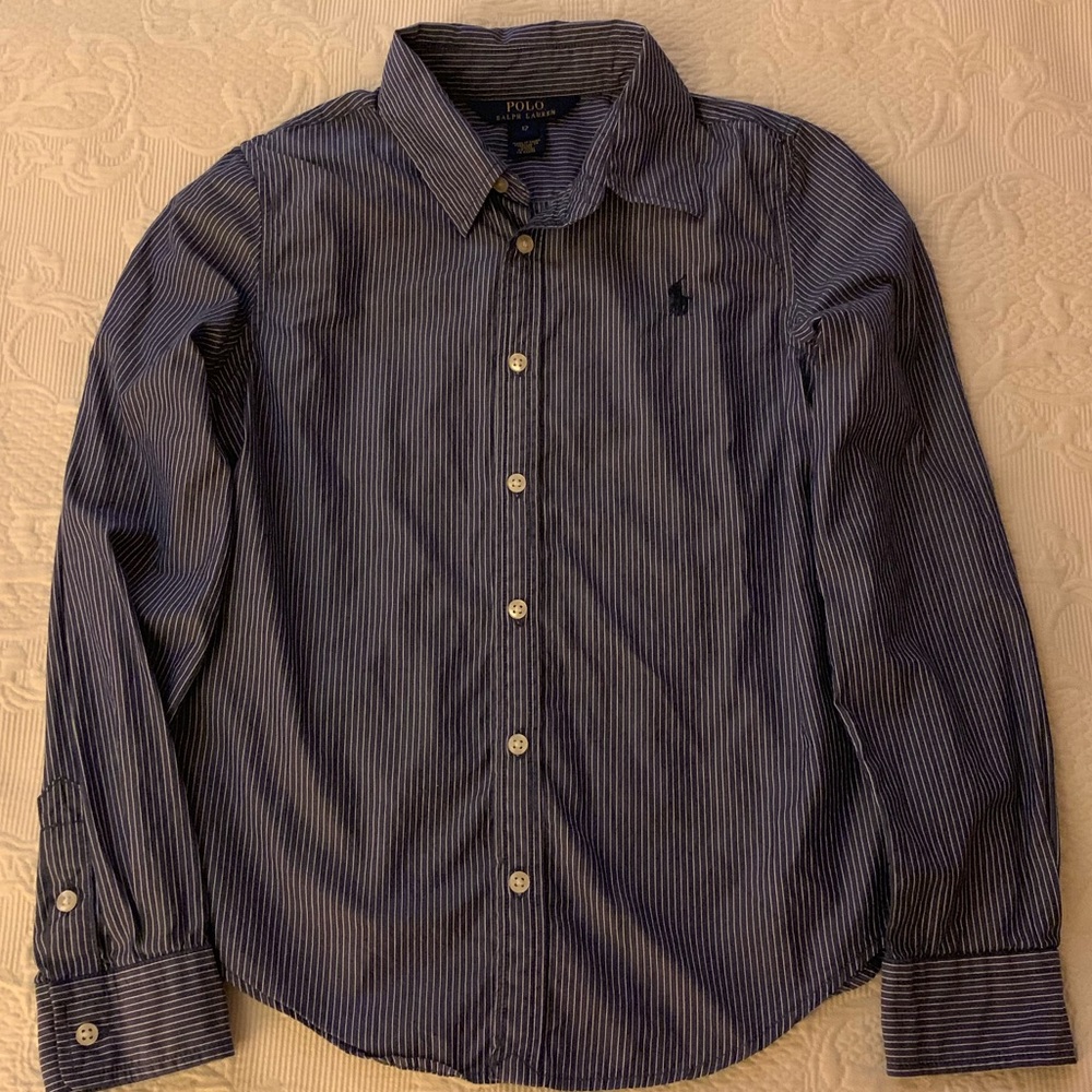 Polo blouse Ralph Lauren. Striped white & blue.